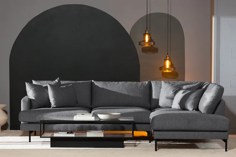 Menard 4-sits Dyb Soffa med Schäslong Höger - Mørkegrå - Møbler - Sofaer - Sofa med chaiselong