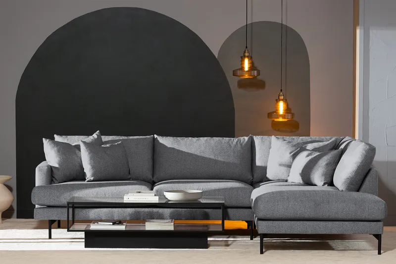 Menard 4-sits Soffa med Schäslong Höger - Grå - Møbler - Sofaer - Sofa med chaiselong