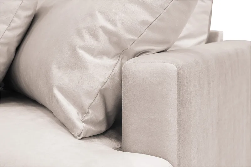 Menard 4-personers Venstrevendt Dyb L-formet Chaiselongsofa i Fløjl - Beige - Møbler - Sofaer - Sofa med chaiselong