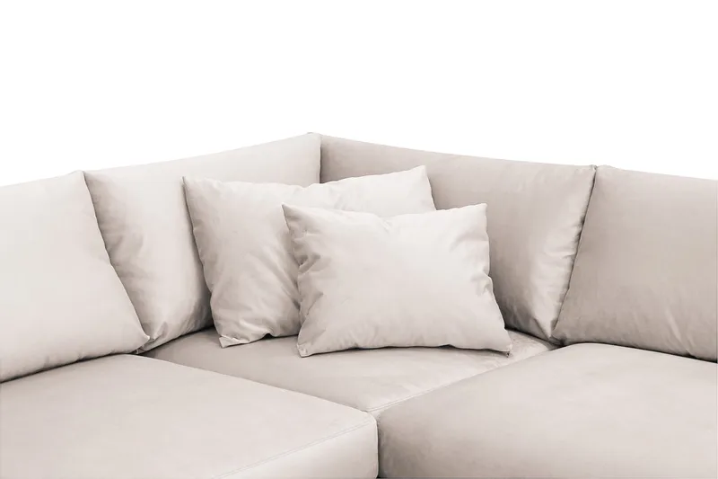 Menard 4-personers Venstrevendt Dyb L-formet Chaiselongsofa i Fløjl - Beige - Møbler - Sofaer - Sofa med chaiselong