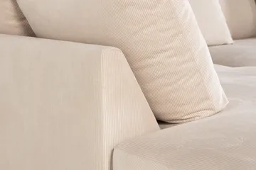 Menard 4-personers venstrevendt L-formet dyb chaiselongsofa i fløjl - Beige - Møbler - Sofaer - Sofa med chaiselong