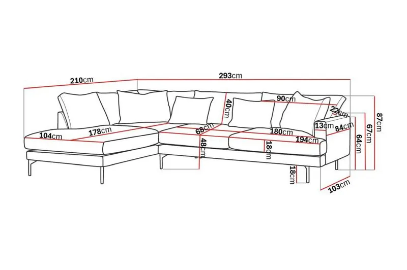 Menard 4-personers Venstrevendt Dyb L-formet Chaiselongsofa i Fløjl - Beige - Møbler - Sofaer - Sofa med chaiselong