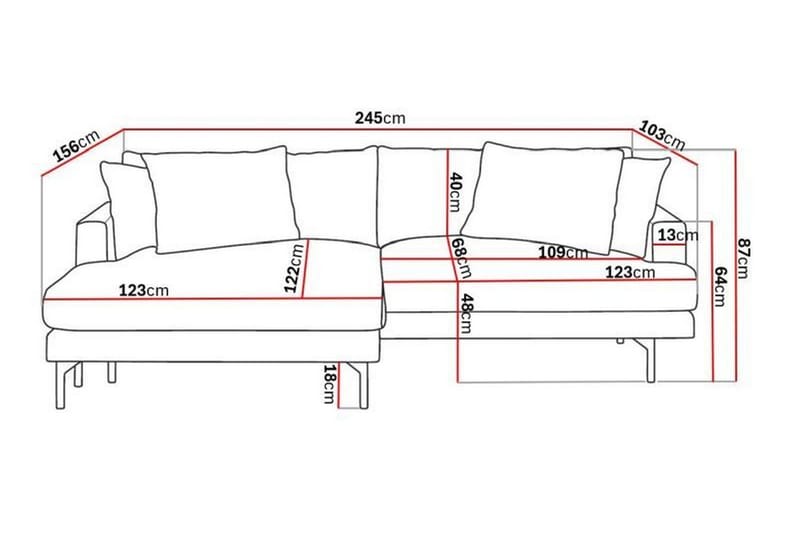 Menard 4-personers Venstrevendt L-formet Divansofa i Manchester - Mørkegrøn - Møbler - Sofaer - Sofa med chaiselong - 4 personers sofa med chaiselong