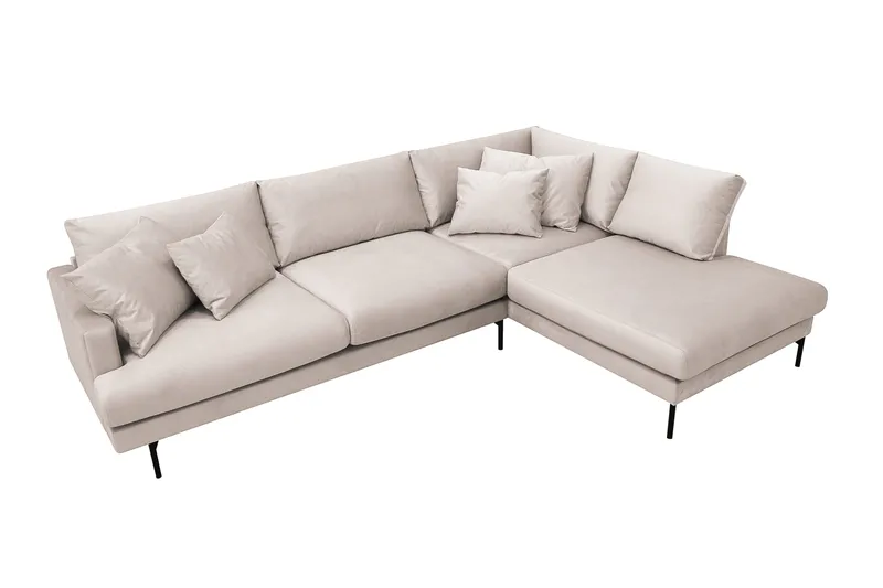 Menard 4-personers Højrevendt Dyb L-formet Chaiselongsofa i Fløjl - Beige - Møbler - Sofaer - Sofa med chaiselong