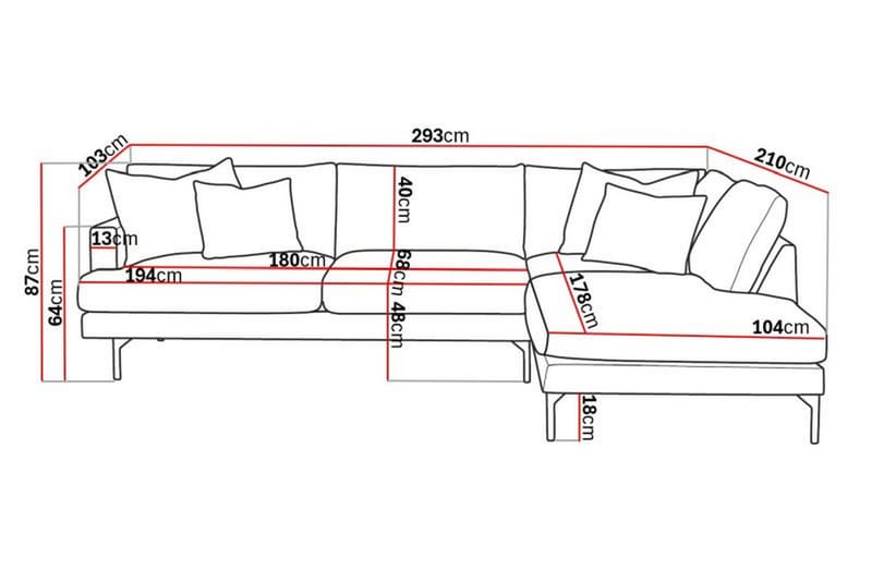 Menard 4-personers Højrevendt Dyb L-formet Chaiselongsofa i Manchester - Mørkegrøn - Møbler - Sofaer - Sofa med chaiselong