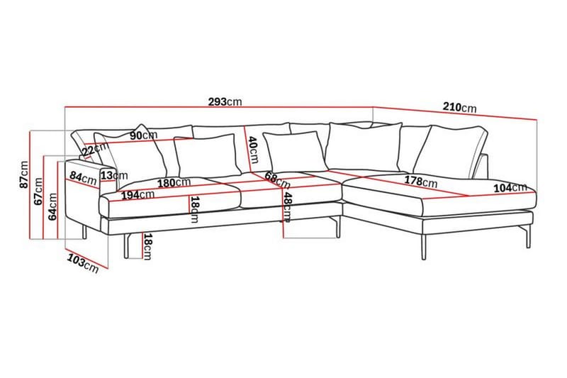 Menard 4-personers Højrevendt L-formet Chaiselongsofa i Stof - Beige - Møbler - Sofaer - Sofa med chaiselong