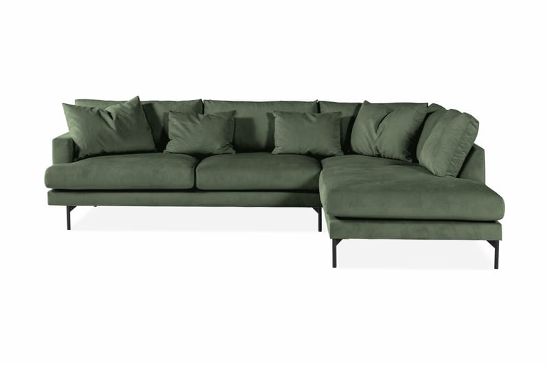 Menard 4-personers Højrevendt Dyb L-formet Chaiselongsofa i Manchester - Grøn - Møbler - Sofaer - Sofa med chaiselong