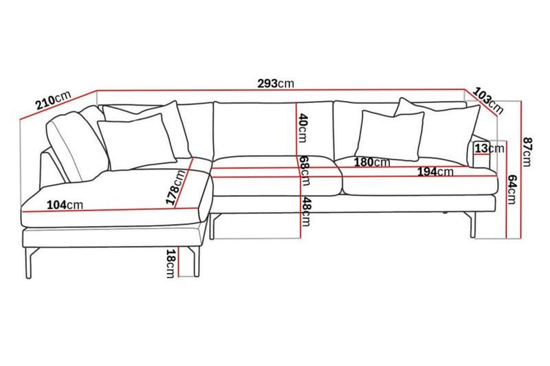 Menard 4-personers Venstrevendt L-formet Chaiselongsofa i Manchester - Grå - Møbler - Sofaer - Sofa med chaiselong