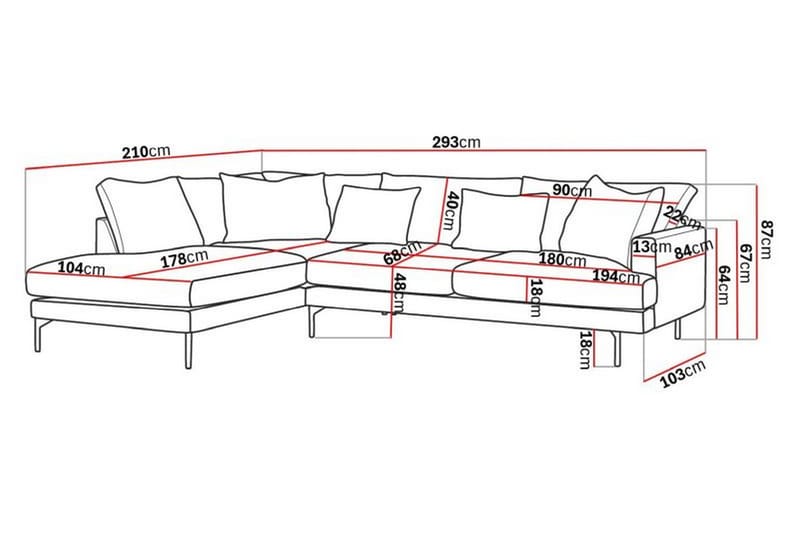 Menard 4-personers Venstrevendt L-formet Chaiselongsofa i Fløjl - Cremehvid - Møbler - Sofaer - Sofa med chaiselong
