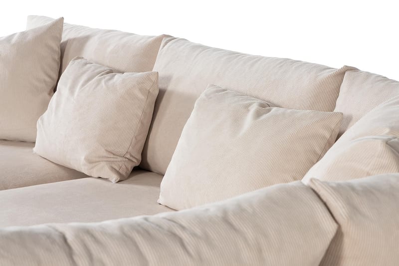 Menard 4-personers Højrevendt L-formet Chaiselongsofa + Fodskammel i Manchester - Beige - Møbler - Sofaer - Sofa med chaiselong