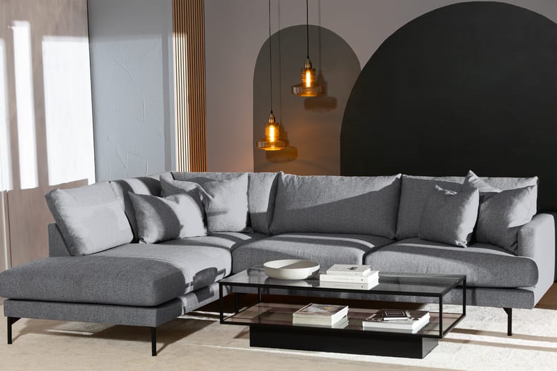 Menard 4-personers Venstrevendt Dyb L-formet Chaiselongsofa i Stof - Grå - Møbler - Sofaer - Sofa med chaiselong