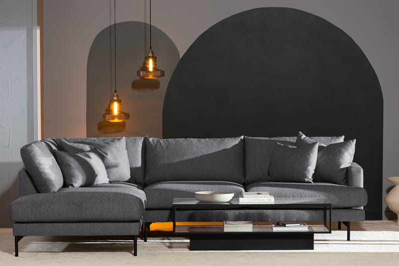 Menard 4-personers Venstrevendt L-formet Chaiselongsofa i Stof - Mørkegrå - Møbler - Sofaer - Sofa med chaiselong