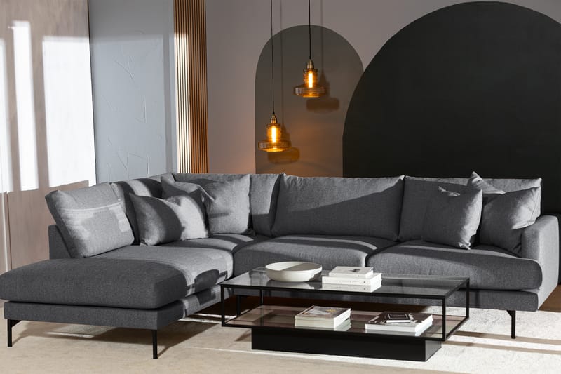 Menard 4-personers Venstrevendt L-formet Chaiselongsofa i Stof - Mørkegrå - Møbler - Sofaer - Sofa med chaiselong