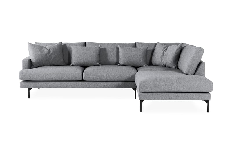 Menard 4-personers Højrevendt Dyb L-formet Chaiselongsofa i Stof - Grå - Møbler - Sofaer - Sofa med chaiselong