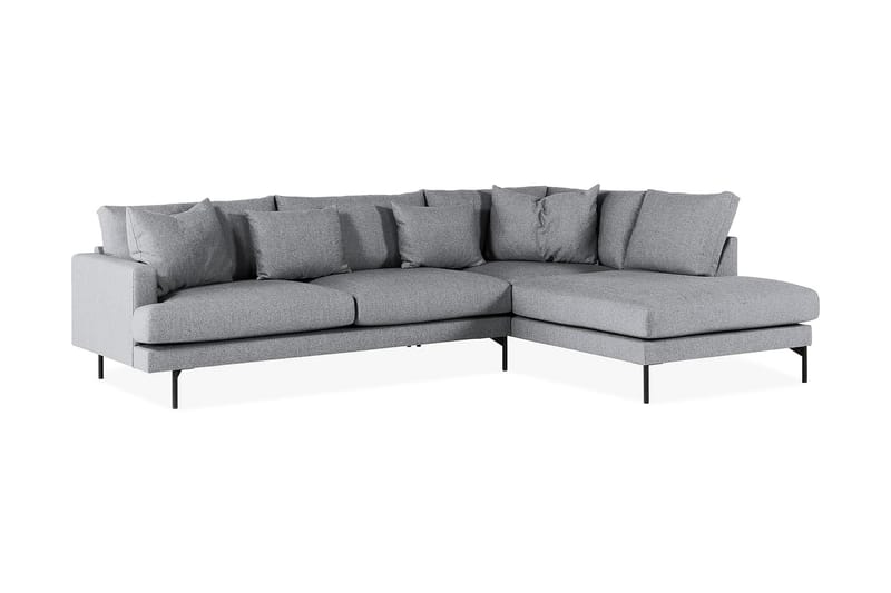 Menard 4-personers Højrevendt Dyb L-formet Chaiselongsofa i Stof - Grå - Møbler - Sofaer - Sofa med chaiselong