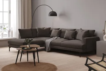 Menard 4-personers Venstrevendt Dyb L-formet Chaiselongsofa i Manchester - Mørkegrå - Møbler - Sofaer - Sofa med chaiselong