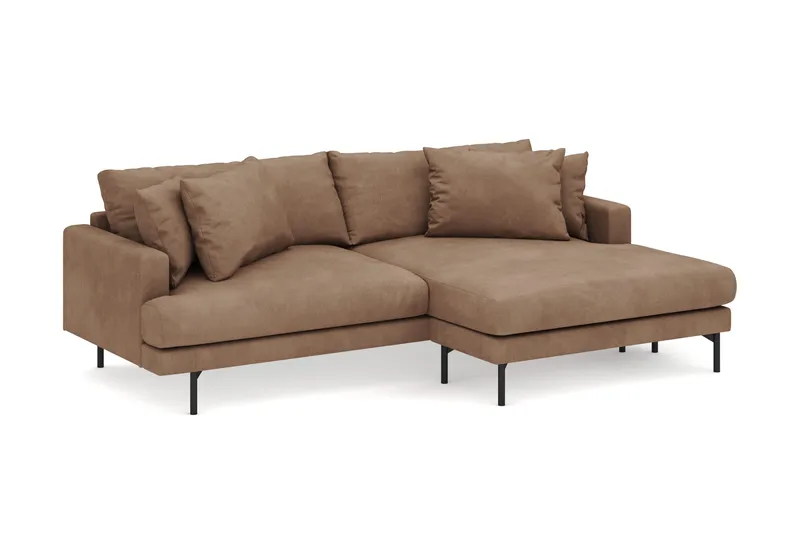 Menard 4-personers Højrevendt L-formet Divansofa i Manchester - Brun - Møbler - Sofaer - Sofa med chaiselong