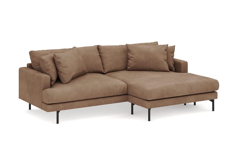 Menard 4-personers Højrevendt L-formet Divansofa i Manchester - Brun - Møbler - Sofaer - Sofa med chaiselong