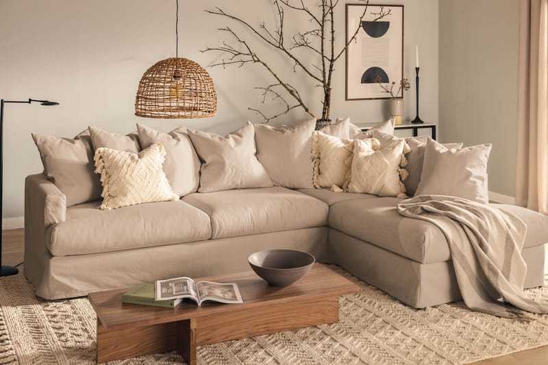 Menard 4-personers Højrevendt L-formet Chaiselongsofa i Stof - Beige - Møbler - Sofaer - Sofa med chaiselong