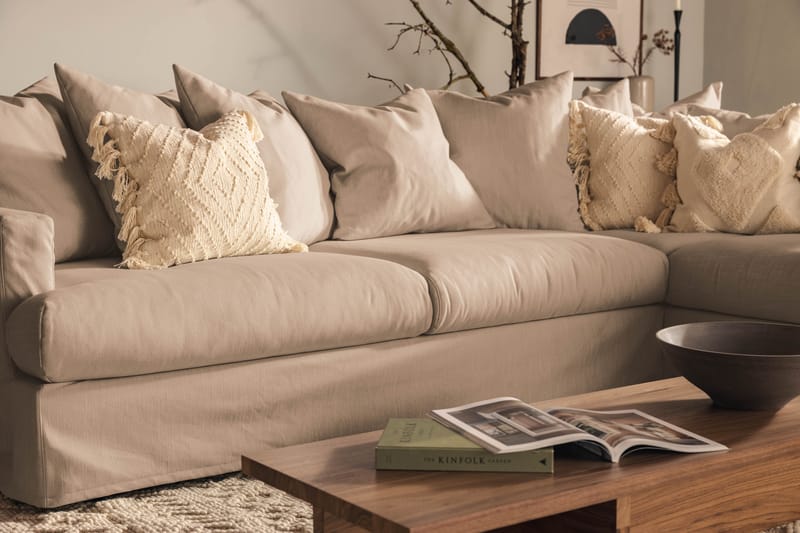 Menard 4-personers Højrevendt L-formet Chaiselongsofa i Stof - Beige - Møbler - Sofaer - Sofa med chaiselong