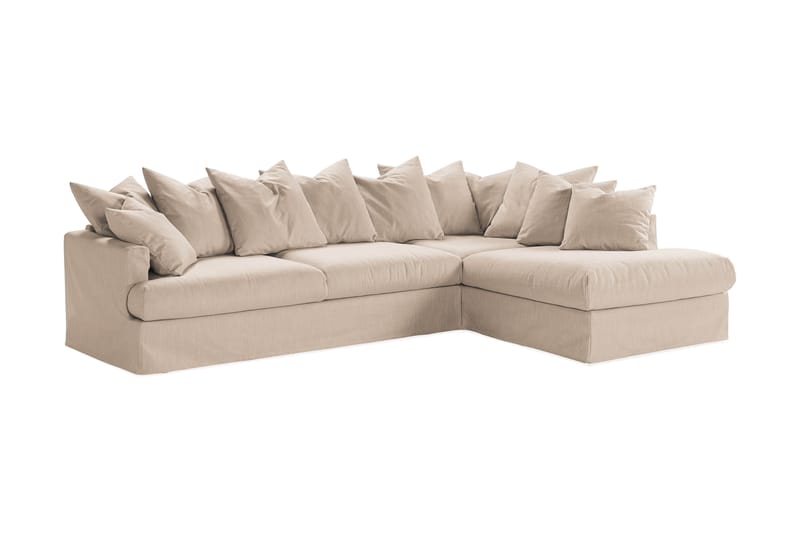 Menard 4-personers Højrevendt L-formet Chaiselongsofa i Stof - Beige - Møbler - Sofaer - Sofa med chaiselong