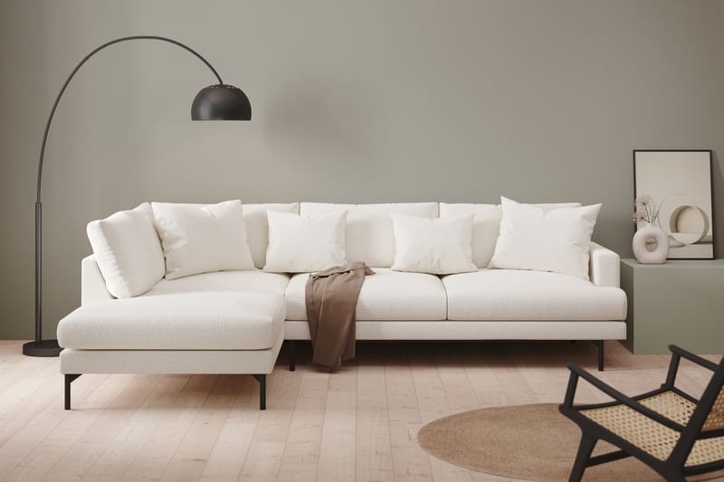 Menard 4-personers Venstrevendt L-formet Chaiselongsofa i Bouclé - Hvid - Møbler - Sofaer - Sofa med chaiselong