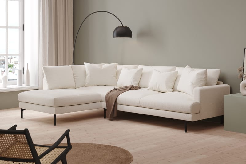 Menard 4-personers Venstrevendt L-formet Chaiselongsofa i Bouclé - Hvid - Møbler - Sofaer - Sofa med chaiselong