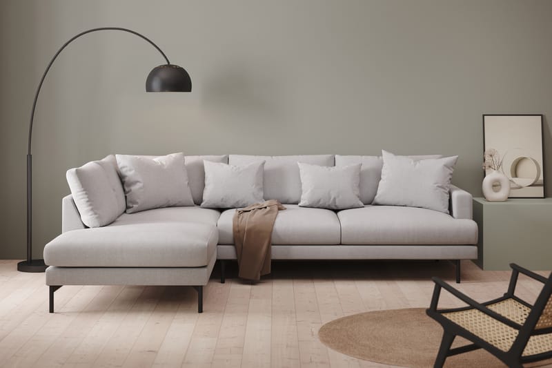Menard 4-personers Venstrevendt L-formet Chaiselongsofa i Stof - Lysegrå - Møbler - Sofaer - Sofa med chaiselong