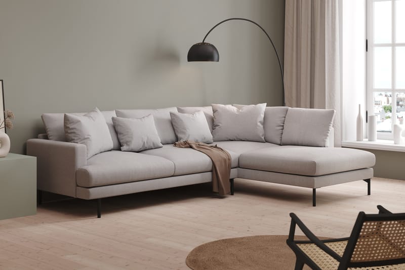 Menard 4-personers Venstrevendt L-formet Chaiselongsofa i Stof - Lysegrå - Møbler - Sofaer - Sofa med chaiselong