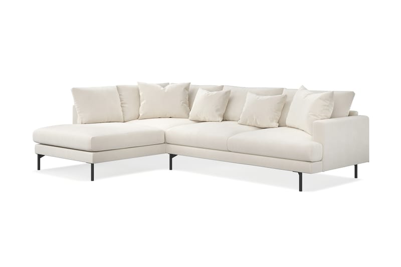Menard 4-personers Venstrevendt L-formet Chaiselongsofa i Fløjl - Cremehvid - Møbler - Sofaer - Sofa med chaiselong
