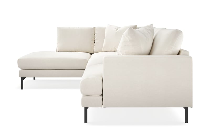 Menard 4-personers Venstrevendt L-formet Chaiselongsofa i Fløjl - Cremehvid - Møbler - Sofaer - Sofa med chaiselong