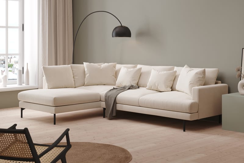 Menard 4-personers Venstrevendt L-formet Chaiselongsofa i Fløjl - Cremehvid - Møbler - Sofaer - Sofa med chaiselong