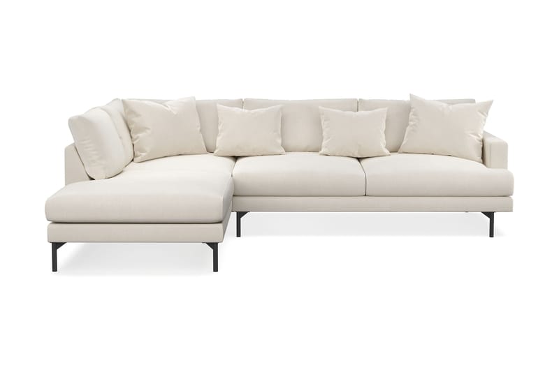 Menard 4-personers Venstrevendt L-formet Chaiselongsofa i Fløjl - Cremehvid - Møbler - Sofaer - Sofa med chaiselong