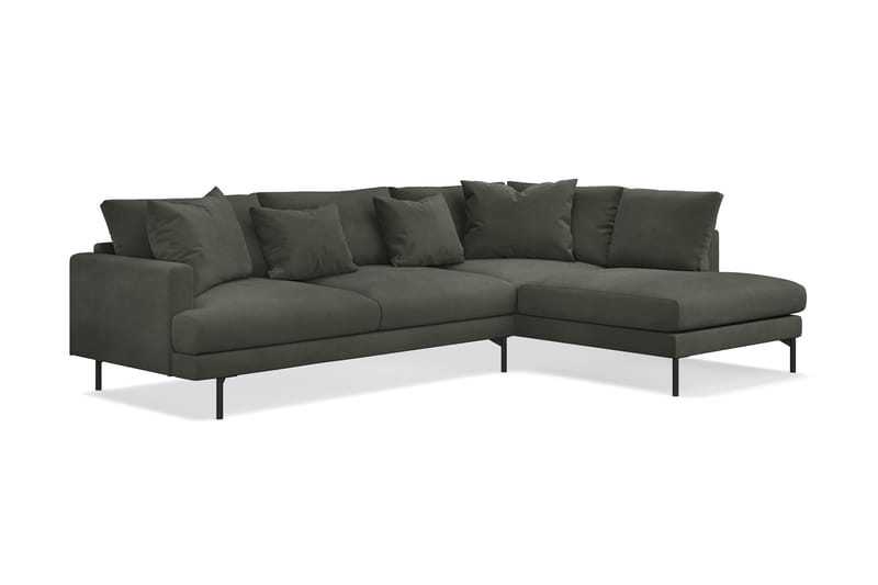 Menard 4-personers Højrevendt Dyb L-formet Chaiselongsofa i Manchester - Mørkegrøn - Møbler - Sofaer - Sofa med chaiselong
