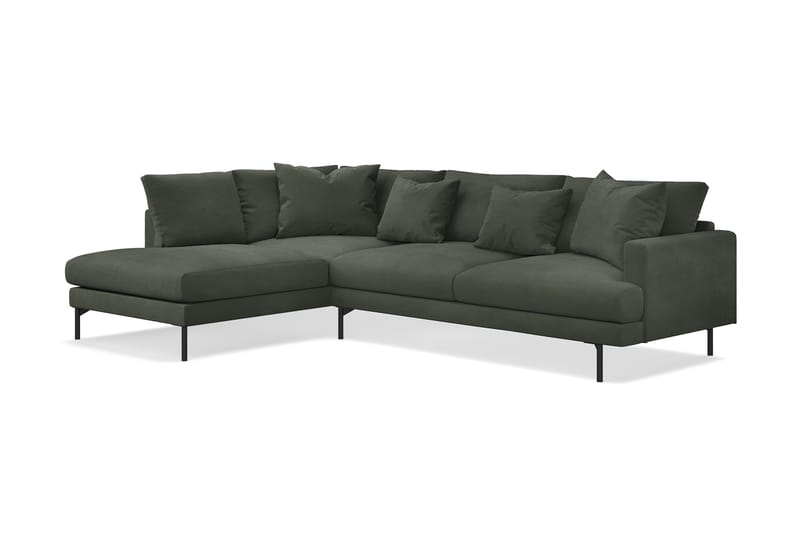 Menard 4-personers Venstrevendt Dyb L-formet Chaiselongsofa i Manchester - Mørkegrøn - Møbler - Sofaer - Sofa med chaiselong