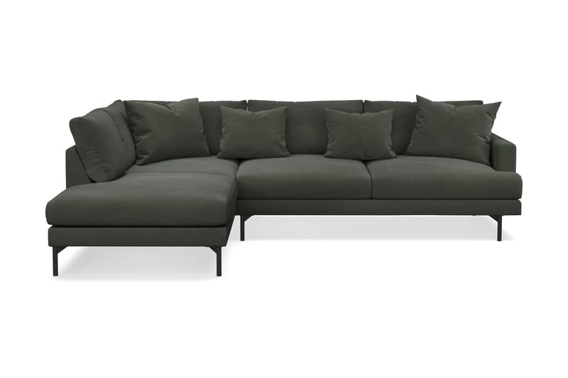 Menard 4-personers Venstrevendt Dyb L-formet Chaiselongsofa i Manchester - Mørkegrøn - Møbler - Sofaer - Sofa med chaiselong