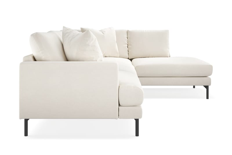 Menard 4-personers Højrevendt L-formet Chaiselongsofa i Fløjl - Cremehvid - Møbler - Sofaer - Sofa med chaiselong