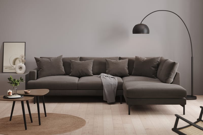 Menard 4-personers Højrevendt L-formet Chaiselongsofa i Manchester - Mørkegrå - Møbler - Sofaer - Sofa med chaiselong