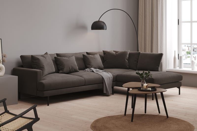Menard 4-personers Højrevendt L-formet Chaiselongsofa i Manchester - Mørkegrå - Møbler - Sofaer - Sofa med chaiselong