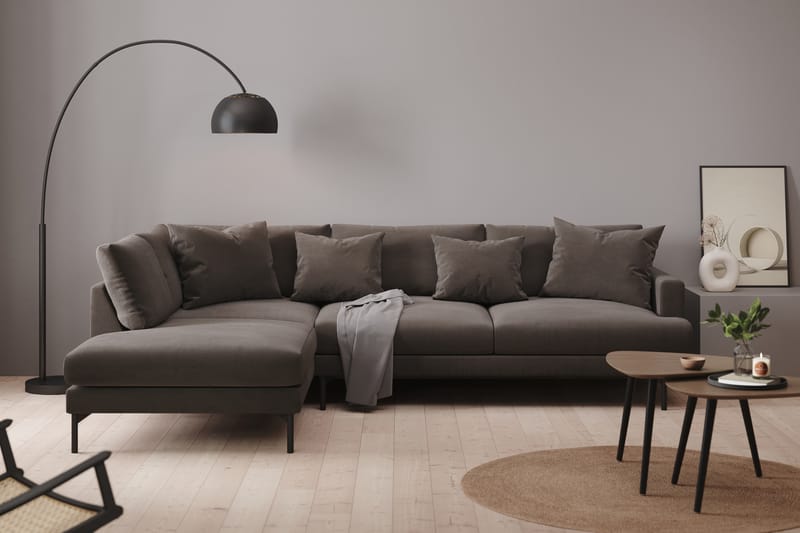 Menard 4-personers Venstrevendt L-formet Chaiselongsofa i Manchester - Mørkegrå - Møbler - Sofaer - Sofa med chaiselong