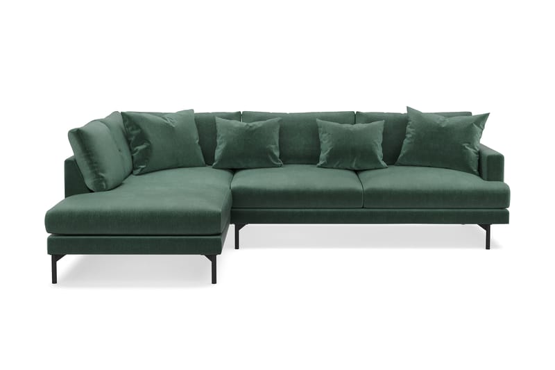 Menard 4-personers Venstrevendt L-formet Chaiselongsofa i Fløjl - Mørkegrøn - Møbler - Sofaer - Sofa med chaiselong