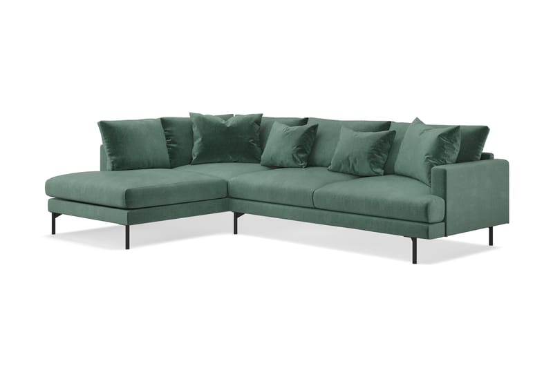 Menard 4-personers Venstrevendt L-formet Chaiselongsofa i Fløjl - Mørkegrøn - Møbler - Sofaer - Sofa med chaiselong
