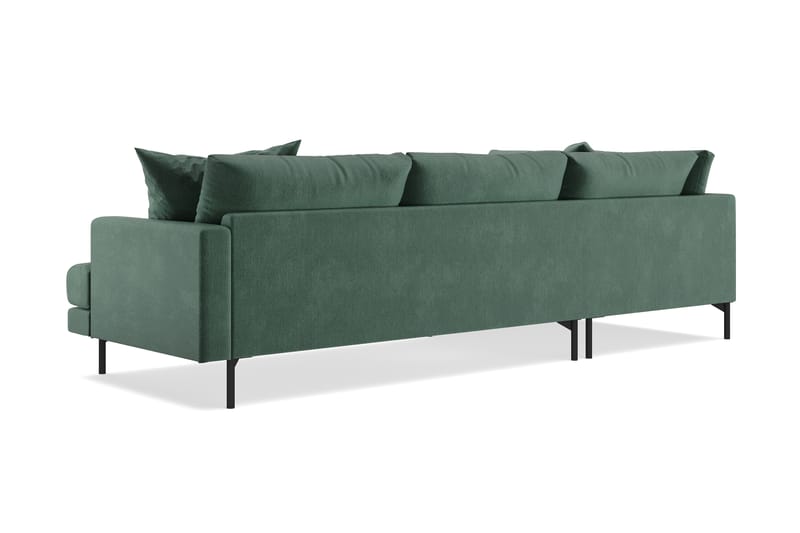Menard 4-personers Venstrevendt L-formet Chaiselongsofa i Fløjl - Mørkegrøn - Møbler - Sofaer - Sofa med chaiselong