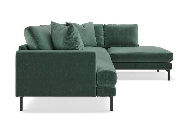 Menard 4-personers Højrevendt L-formet Chaiselongsofa i Fløjl - Mørkegrøn - Møbler - Sofaer - Sofa med chaiselong