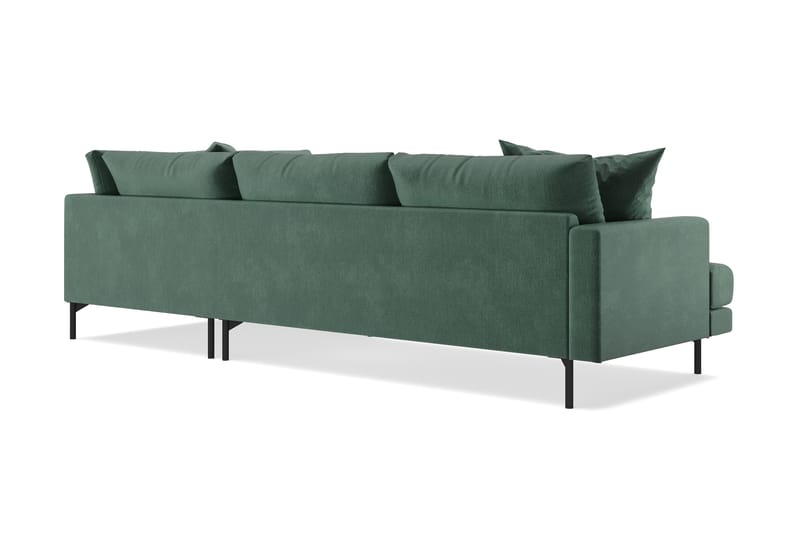 Menard 4-personers Højrevendt L-formet Chaiselongsofa i Fløjl - Mørkegrøn - Møbler - Sofaer - Sofa med chaiselong