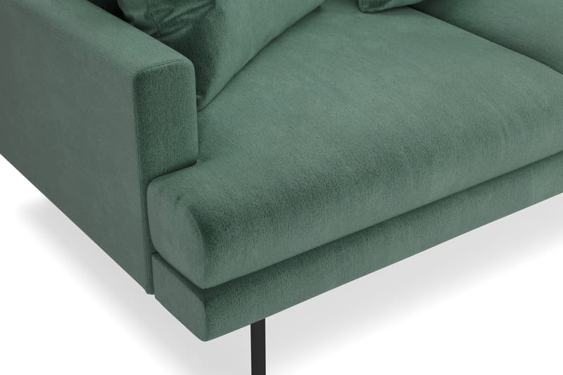 Menard 4-personers Højrevendt L-formet Chaiselongsofa i Fløjl - Mørkegrøn - Møbler - Sofaer - Sofa med chaiselong