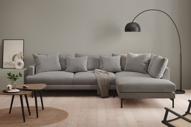 Menard 4-personers Højrevendt L-formet Chaiselongsofa i Stof - Mørkegrå - Møbler - Sofaer - Sofa med chaiselong