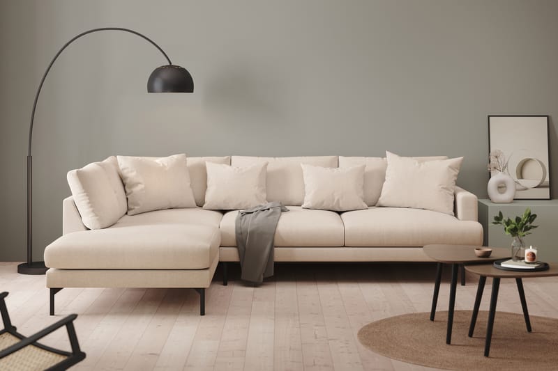 Menard 4-personers Venstrevendt L-formet Chaiselongsofa i Stof - Beige - Møbler - Sofaer - Sofa med chaiselong