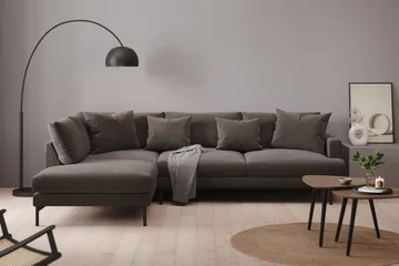 Menard 4-personers Venstrevendt Dyb L-formet Chaiselongsofa i Manchester - Mørkegrå - Møbler - Sofaer - Sofa med chaiselong