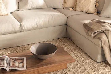 Menard 4-personers Højrevendt Dyb L-formet Chaiselongsofa i Stof - Lysegrå - Møbler - Sofaer - Sofa med chaiselong